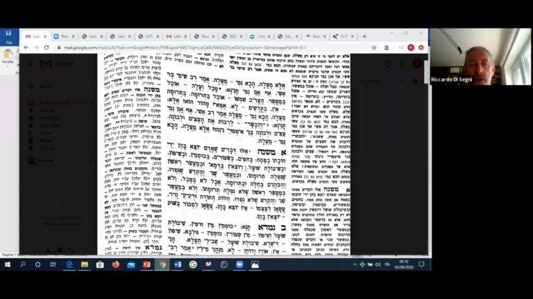 Lezione 13 – 05-04-2020 – Lezione Rav Riccardo Di Segni – Talmud Tananit